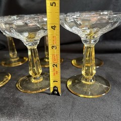 VTG Amber Stem Champagne Optic Coupe Glasses Set 6 Art Deco Cocktail Sherbert