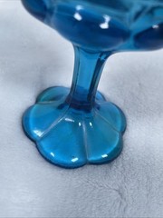 Kanawha BULLSEYE AND DAISY Blue Glass Goblet 6.25″ H x 3″ W – Excellent