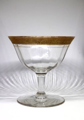 Tiffin-Franciscan Minton Sherbet Glass Optic Gold Encrusted UV reactive