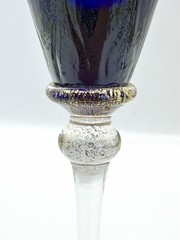 Union Street Glass Sienna (Gold Trim) – Cobalt Blue Champagne Flute, 11 1/2″