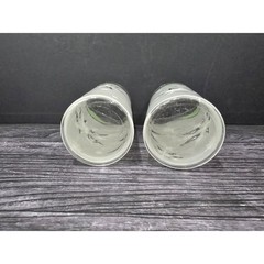 Pair Vintage MCM Atomic Snowflake Frosted Highball Glasses Green Diamond 16oz