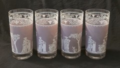 Vintage Jeannette Hellenic Lavender Tumblers Set of 4 Wedgwood Jasperware Style
