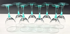8 Luminarc Turquoise 6.75″ Wine Glass Set Vintage Cristal D’Arques Bar Retro Lot
