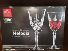 RCR Crystal Goblets Set of 6 Cristalleria Italiana Melodia Made In Italy New