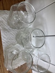 VTG Libbey Chivalry Clear Wine Goblets Glasses Set of 4 Hexagon 5”