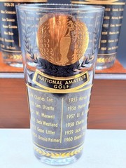 3 Vintage Cera Glass Barware glasses black w/ gold 1959 Sports Winners