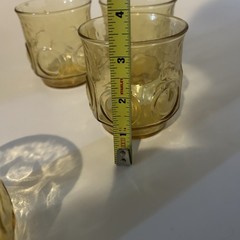 Set Of 4 Anchor Hocking Heritage Hill Honey Gold Circle Juice Glasses Tumblers