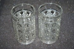 Set 2 Federal Indiana Glass Windsor Button Cane Clear Crystal 5″ Tumbler Glasses