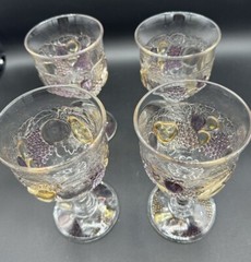Vintage Westmoreland Fruit Della Robbia Water Goblets Wine Glasses (set of 4)