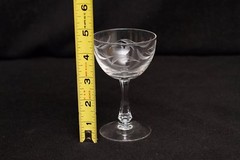 Red White Champagne Wine Etched Glass Clear Crystal Beveled Stem set 12 lot