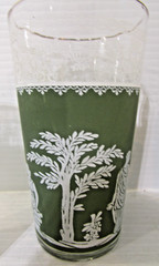 Set of 4 Jeanette Wedgewood Hellenic Grecian Green Jasperware Tumblers Glasses