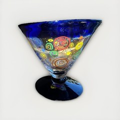 Kosta Boda Royal Caribbean Hand Blown Margarita Cocktail Glasses Cobalt Clear