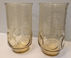 Anchor Hocking Heritage Hill 1970s Honey Gold Glass Tumblers Set Of 4 12oz 5″ H