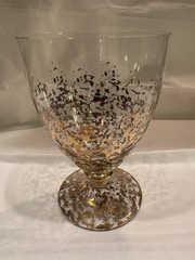 Cristallerie made in Italy Speckled Gold Fleck Hand Blown Water Goblets Unused