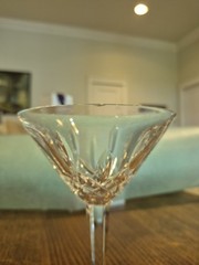 WATERFORD LISMORE CRYSTAL MARTINI GLASS (2, one chipped)