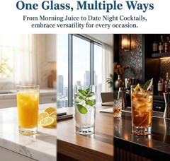 Set of 6 Elegant 16oz Crystal Highball Glasses – Perfect for Entertaining