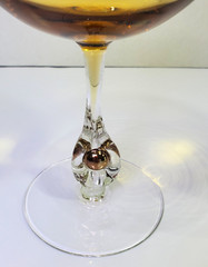 Atlas Amber Blown Glass Champagne/Tall Sherbet Glass By Czechoslovakia Set of 2