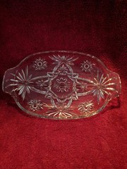 Vintage oval crystal cut glass fruit bowl/ candy dish / Serving tray