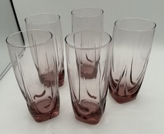 Set of 5 Vintage Libbey IMPERIAL PLUM PINK Coolers Tumblers Glasses Drinkware