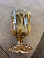 Handmade Pottery Goblet Chalice Cup With Scalloped Edge