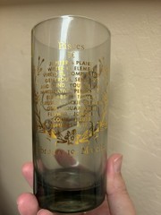 Vintage Pisces Zodiac Glass with Gold Detail
