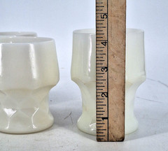 Viking White Glass Georgian Tumblers Glasses Honeycomb Set Of 4 4″ & 4.5″
