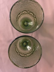 Vintage Tiffin Franciscan Madeira Olive Green Footed 5.5” Glasses 8 Oz Set of 2