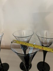 Elegant Fostoria Black Stemmed Tulip Shaped Martini Glasses Set of 2