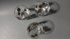 3 Vintage MCM Modern Atomic Starburst Black and Gold Cocktail Glasses