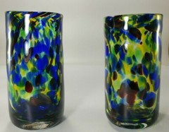 Set of 2 Ron Hinkle React Tumblers Handmade Glass Cups