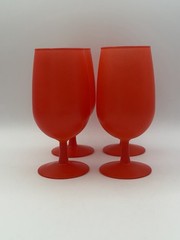 Rainbow Glass Co Iced Tea Glasses Orange Red Frosted Satin Flashed 6.5” Set of 4