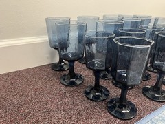 Libbey Facets ✨ Blue Cobalt, Octagon Wine Water Goblets Glasses, Set 19