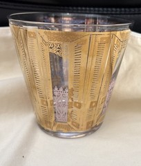 4 Vintage Gold And Pink Old Fashion Cocktail Glasses