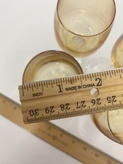 SET OF 6 (SIX) 4 oz Marigold Gold Clear Stem Liquor Crystal Goblets 6-7/8” Tall