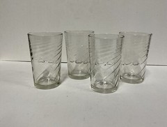 Set Of 4 Vintage Clear Continuous Ribbed Swirl Juice Glasses 6 oz