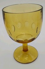 Bartlett Collins Amber Thumbprint Footed Stemmed Water Goblet Set of 4