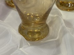 Eight (8) Vintage Fostoria Plain N’ Fancy 4 1/2” Amber Flat Tumblers Glasses