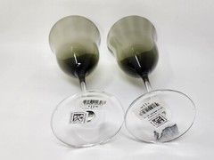 Qualia Crystal Glassware Meridian Goblet Set of 2 Glasses, Black Smoky Finish