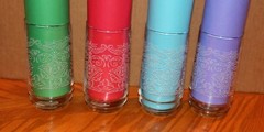 LOT SET OF 4 16OZ WHITE SCREEN PRINTED INDIANA GLASS COMPANY TUMBLERS 4535 RECOL
