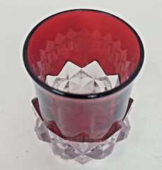 Victorian ruby stained 4″ Tall Ohara Diamond tumbler EAPG U174