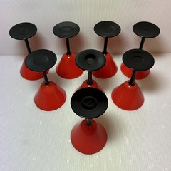 (8) Gorgeous ART DECO Czech Style Red & Black Stemmed Cocktail Cordial Glasses
