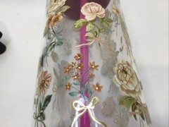Clementine Paper Inc. 20oz Glass Tumble Gold Accented Floral Bamboo Lid & Straw