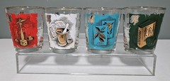 Set of 4 Libbey Apothecary Pharmacy Rx Gold Trim Old Fashioned Rocks Glasses 4″