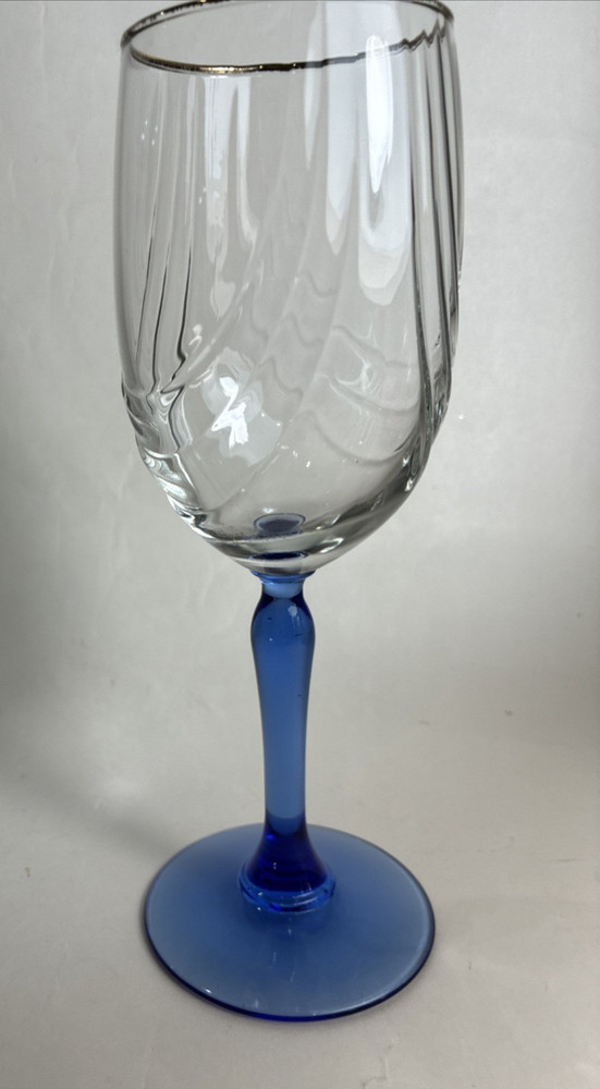 Vintage Replacement Lenox Cobalt Blue Stem Wine Glass Gold Rim Dual Swag
