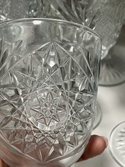 Vintage Libbey Hobstar Clear Glass Star Burst Wine/Water Goblets ~ Set of 10
