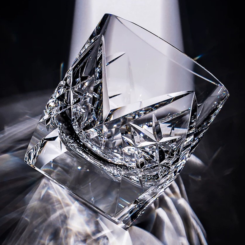 9.5oz Luxury Lead-Free Crystal Whiskey Glass Edo Kiriko Diamond Cut Art Gift
