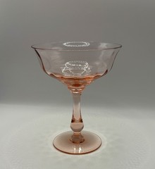 Vintage Fry Glass Pink 💕 Straight Optic 5 1/8″ Saucer Champagnes EUC Pretty