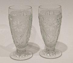 Indiana Glass Tiara Clear Sandwich Iced Tea Glasses Tumbler Footed Vintage Set/2