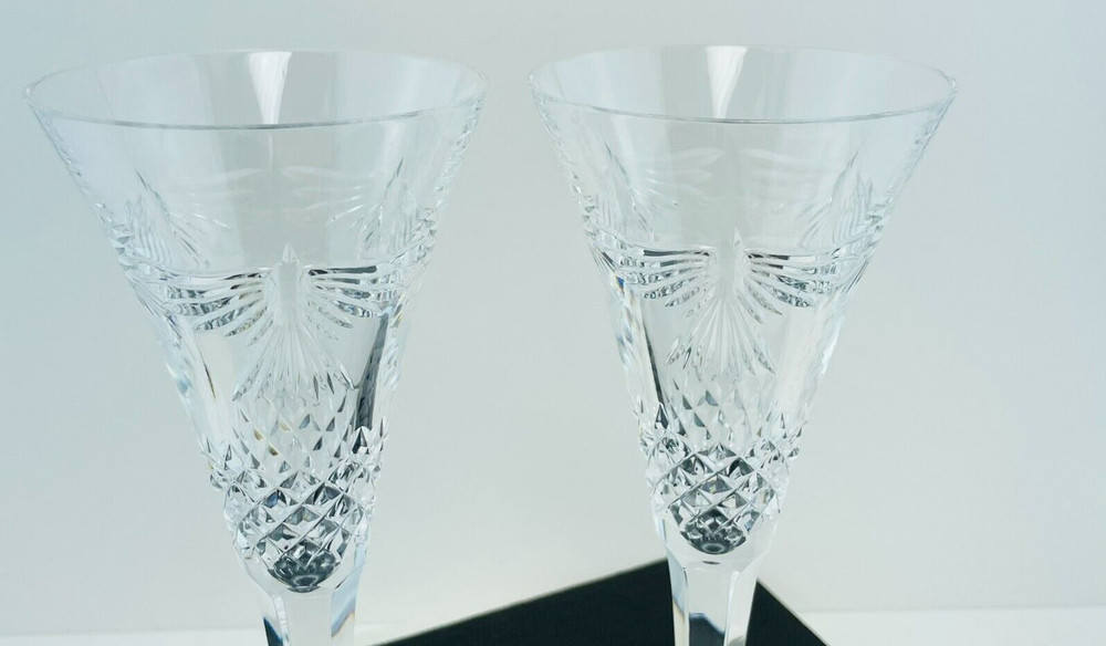 Waterford Crystal Champagne Flutes The Millennium Collection PEACE Dove Pair