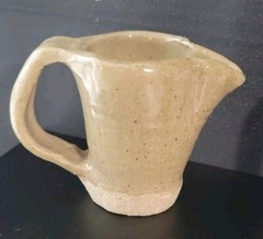 Studio Art Artisan Made Pottery Pitcher Signed Stoneware Hand Molded Pinched